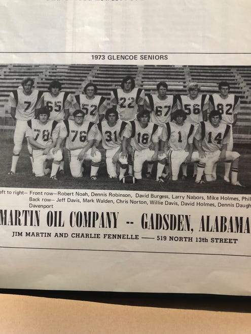 The senior class from the Glencoe 1973 state championship football team.