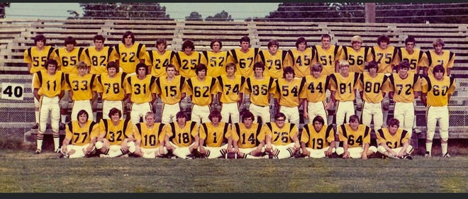 The official team picture of the Glencoe 1973 state championship football team.