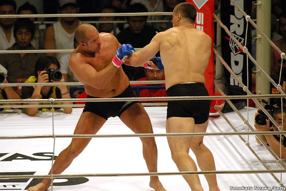 Fedor Emelianenko fighting Mirko Cro Cop in Pride in 2005.