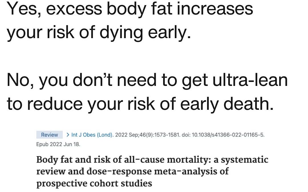 Excess body fat (especially visceral fat) increases the risk of disease and early death, despite what some folks on the …