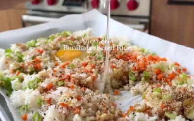 Mom’s sheet pan Benihana fried rice✨ by @maxiskitchen Fried Rice:▪️3 Cups Cooked, Cooled Jasmine Rice (from 1 cup uncook…